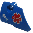 LEGO Blue Curved Panel 1 Left with EMT Star of Life and White Arrow with 'DANGER' Sticker (87080)