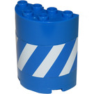 LEGO Bleu Cylindre 2 x 4 x 4 Demi avec blanc et Bleu stripe Autocollant (6218)