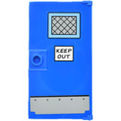 LEGO Blauw Deur 1 x 4 x 6 met Stud Handvat met 'KEEP OUT' Sign Sticker (35290)