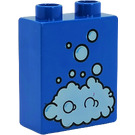 LEGO Blue Duplo Brick 1 x 2 x 2 with Soap Bubbles without Bottom Tube (4066)