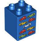 LEGO Blue Duplo Brick 2 x 2 x 2 with Nine cars (31110 / 88278)
