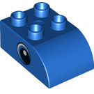 LEGO Blau Duplo Backstein 2 x 3 mit Gebogenes Oberteil mit Eye mit Groß Weiß Spot (37389 / 37394)