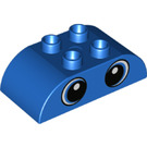 LEGO Blau Duplo Backstein 2 x 4 mit Gebogen Sides mit Blau Augen (67332 / 98223)