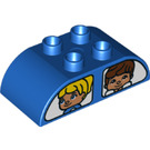 LEGO Duplo Brick 2 x 4 with Curved Sides with Windows and Figures (25299)