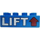 LEGO Blue Duplo Brick 2 x 4 with "LIFT" (3011)