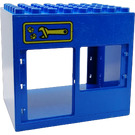 LEGO Blue Duplo Building Block 6 x 8 x 6 with Wide Door, Door, and Window Opening with Mechanic Sign