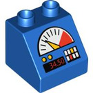LEGO Blue Duplo Slope 2 x 2 x 1.5 (45°) with meter and control panel (6474 / 86018)