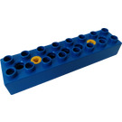 LEGO Blue Duplo Toolo Brick 2 x 8 with Screws at Hole 2 and 6 (31036)