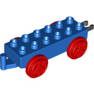 LEGO Blue Duplo Train Carriage with Red Wheels and Moveable Hook (64668 / 73357)