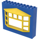 LEGO Blau Fabuland Building Mauer 2 x 10 x 7 mit Gelb Bay Fenster
