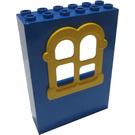LEGO Blue Fabuland Building Wall 2 x 6 x 7 with Yellow Squared Window
