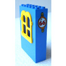 LEGO Blauw Fabuland Building Muur 2 x 6 x 7 met Geel Squared Venster met 66 Sticker