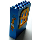 LEGO Blue Fabuland Building Wall 2 x 6 x 7 with Yellow Squared Window with Lemonade Bottle and 2 Sticker