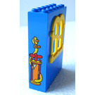 LEGO Blauw Fabuland Building Muur 2 x 6 x 7 met Geel Squared Venster met Geel Squared Venster en Pump Sticker