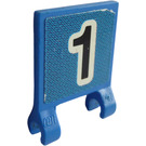 LEGO Bleu Drapeau 2 x 2 avec "1" Autocollant sans bord évasé (2335)