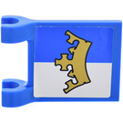 LEGO Blau Flagge 2 x 2 mit Gold Krone auf Blau und Weiß Background Muster Aufkleber ohne ausgestellten Rand (2335)