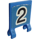 LEGO Bleu Drapeau 2 x 2 avec Number 2 Autocollant sans bord évasé (2335)
