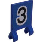 LEGO Blue Flag 2 x 2 with Number 3 Sticker without Flared Edge (2335)