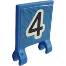LEGO Blau Flagge 2 x 2 mit Number 4 Aufkleber ohne ausgestellten Rand (2335)