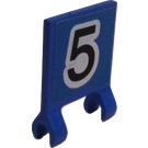LEGO Blau Flagge 2 x 2 mit Number 5 Aufkleber ohne ausgestellten Rand (2335)