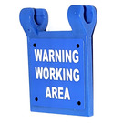 LEGO Blue Flag 2 x 2 with 'WARNING WORKING AREA' Sticker without Flared Edge (2335)