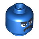 LEGO Blau Kopf mit Grumpy Gesicht (Einbau-Vollbolzen) (3274)