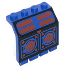 LEGO Blauw Scharnier Paneel 2 x 4 x 3.3 met Rood en Zwart doors Decoratie (2582)