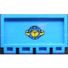 LEGO Blue Hinge Tile 2 x 4 with Ribs with Shipping Logo Sticker (2873)