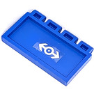 LEGO Bleu Charnière Tuile 2 x 4 avec Ribs avec blanc Train logo Autocollant (2873)