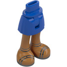 LEGO Blauw Heup met Basic Gebogen Rok met Zilver Sandals met dun scharnier (2241)