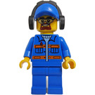 LEGO Blå Jakke med Oransje Striper, Blå Caps med Hodetelefoner og Safety Beskyttelsesbriller Minifigur