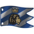 LEGO Blue Large Striped Plastic Flag with Lion and Crown