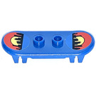 LEGO Blauw Minifig Skateboard met Vier Wiel Clips met Skyline met Sunrise Sticker (42511)