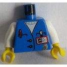 LEGO Blue Minifig Torso Studios Assistant with White Arms and Yellow Arms (973)