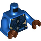 LEGO Blau Minifig Torso mit Dark Blau Armor und Gürtel mit Silber Zipper (973 / 76382)