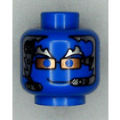 LEGO Blauw Minifiguur Hoofd met Zilver Haar en Koper Bril en Koptelefoon (Veiligheidsnop) (3626)