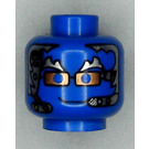 LEGO Blue Minifigure Head with Silver Hair and Copper Glasses and Headset (Safety Stud) (3626)
