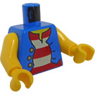 LEGO Blauw Minifiguur Torso met Unbuttoned Vest over Rood en Wit Striped Shirt (76382 / 88585)