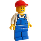 LEGO Blå Overall , Blå Ben, Röd Keps Minifigur