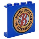 LEGO Blau Panel 1 x 4 x 3 mit "B" und "NHL Breakout" Aufkleber ohne seitliche Stützen, hohle Bolzen (4215)