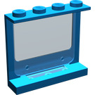 LEGO Blå Panel 1 x 4 x 3 med Glas Vindue (6156)