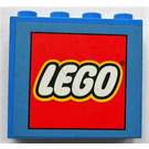 LEGO Blau Panel 1 x 4 x 3 mit Lego Logo auf Blau Background Aufkleber ohne seitliche Stützen, hohle Bolzen (4215)