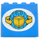 LEGO Blue Panel 1 x 4 x 3 with Shipping Logo in Oval Sticker without Side Supports, Solid Studs (4215)