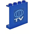 LEGO Bleu Panneau 1 x 4 x 3 avec TV logo Autocollant sans supports latéraux, tenons creux (4215)