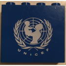 LEGO Blau Panel 1 x 4 x 3 mit UNICEF Logo ohne seitliche Stützen, solide Bolzen (4215)