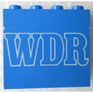 LEGO Blue Panel 1 x 4 x 3 with 'WDR' without Side Supports, Solid Studs (4215)