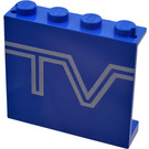 LEGO Bleu Panneau 1 x 4 x 3 avec blanc "TV" logo sans supports latéraux, tenons pleins (4215)