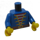 LEGO Blå Pirater Torso med Vest med Brun Bælte og Rød og hvid Striped Skjorte med Blå Arme og Gul Hænder (973 / 73403)