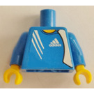 LEGO Bleu Plaine Torse avec Bleu Bras et Jaune Mains avec Adidas logo Bleu No. 6 Autocollant (973)