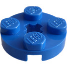 LEGO Blue Plate 2 x 2 Round with Axle Hole (with '+' Axle Hole) (4032)